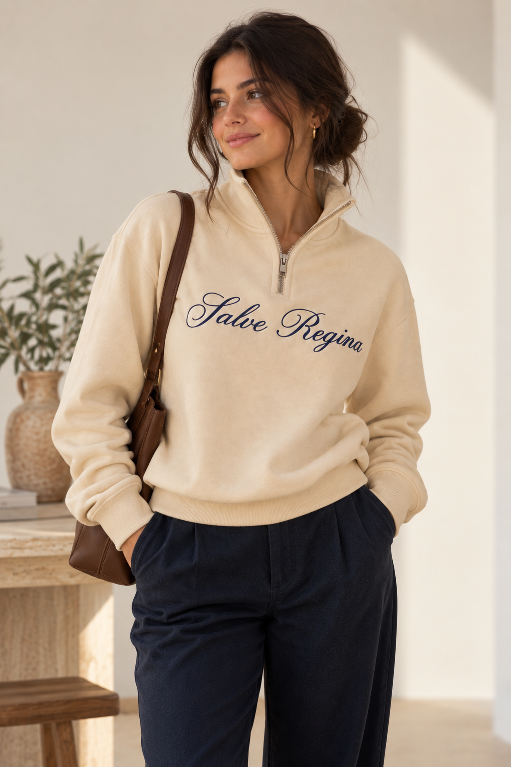 Salve Regina Quarter Zip - Cream